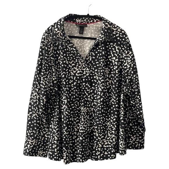 Lane Bryant Tops - ✨ Lane Bryant Black & White Abstract Print Button-Up Blouse l Size 28 ✨